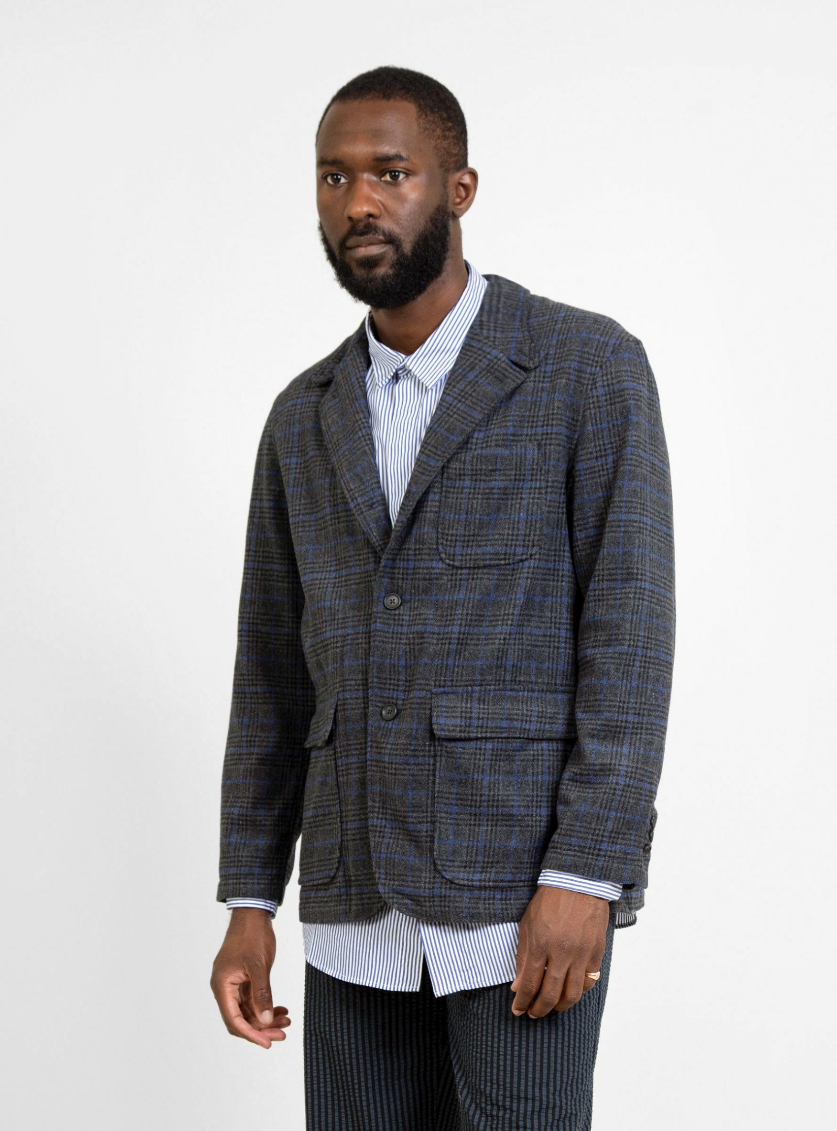 Jackets & Outerwear | Engineered Garments Mens Loiter Jacket Dark Grey & Blue Grey & Blue