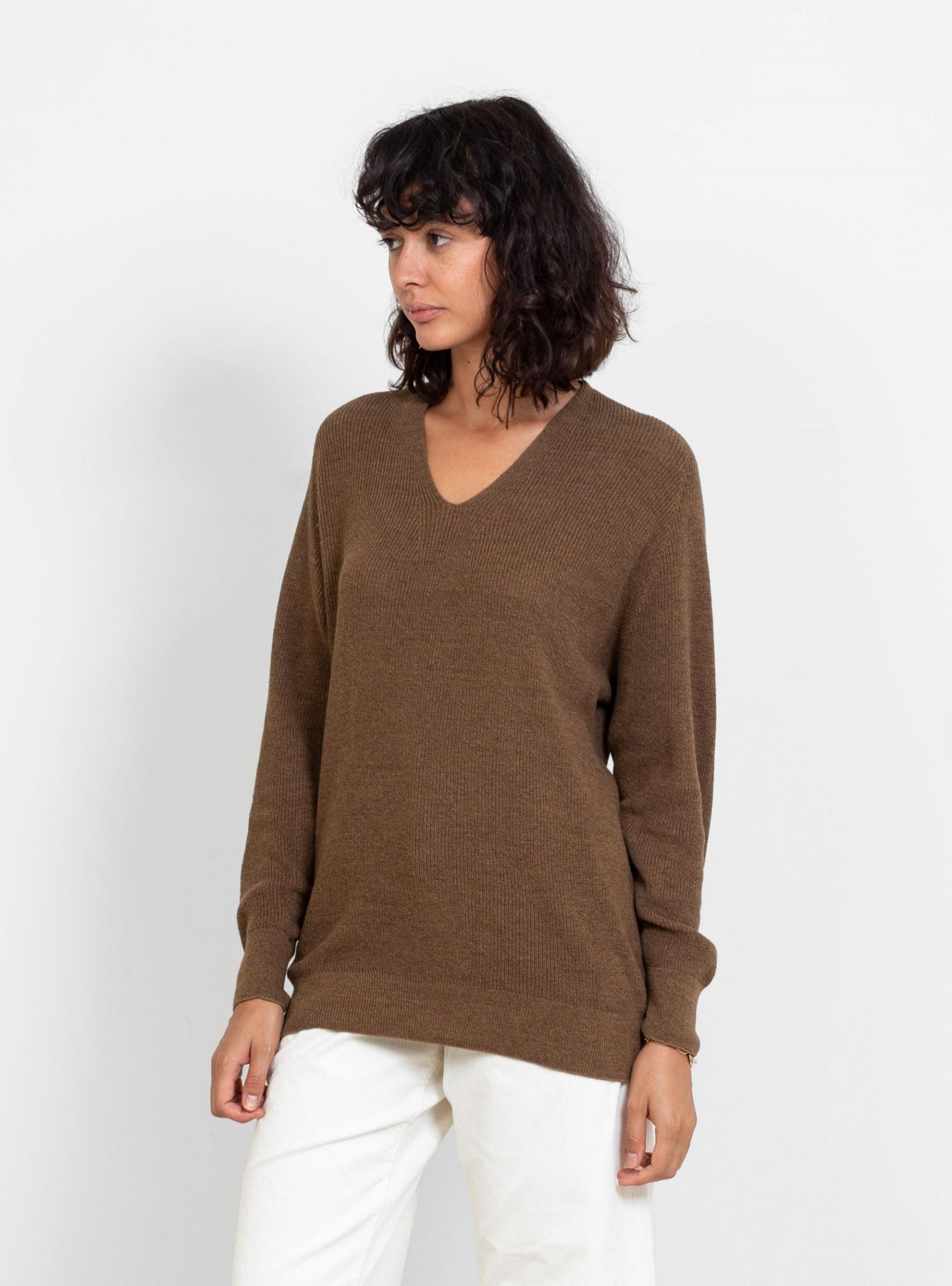 Knitwear | Pas De Calais Womens V-Neck Pullover Sweatshirt Brick Brown Brown