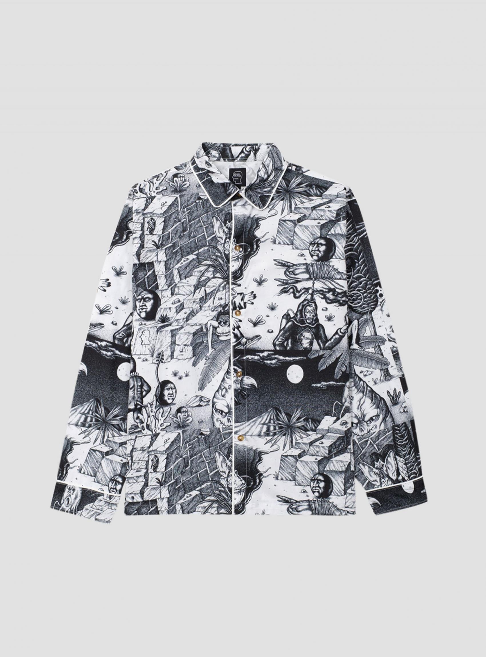 Shirts | Brain Dead Mens Wild Things Pyjama Top Black & White Black & White