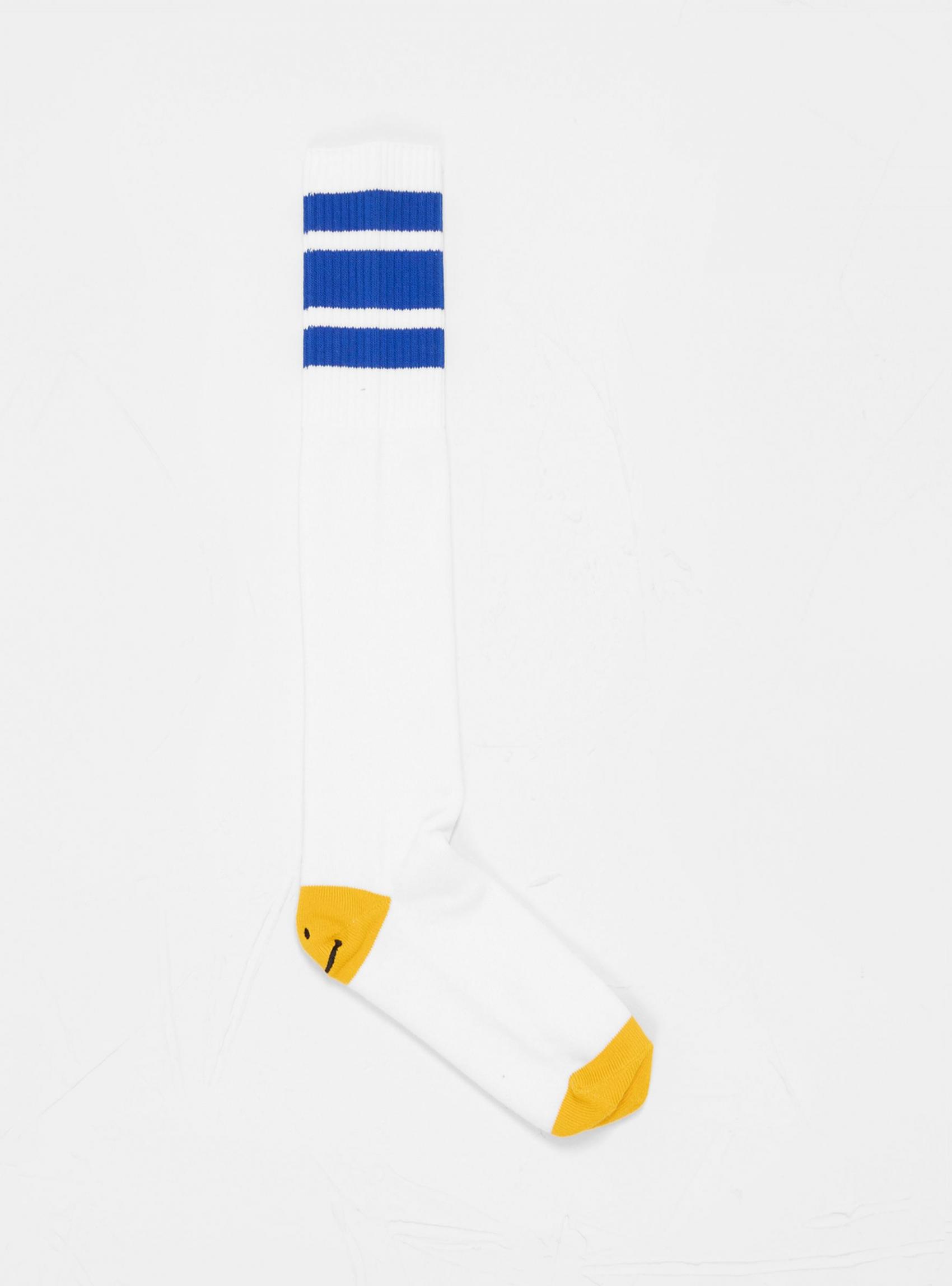 Socks & Underwear | Kapital Mens 144Yarns Smilie Knee High Socks White & Blue White & Blue