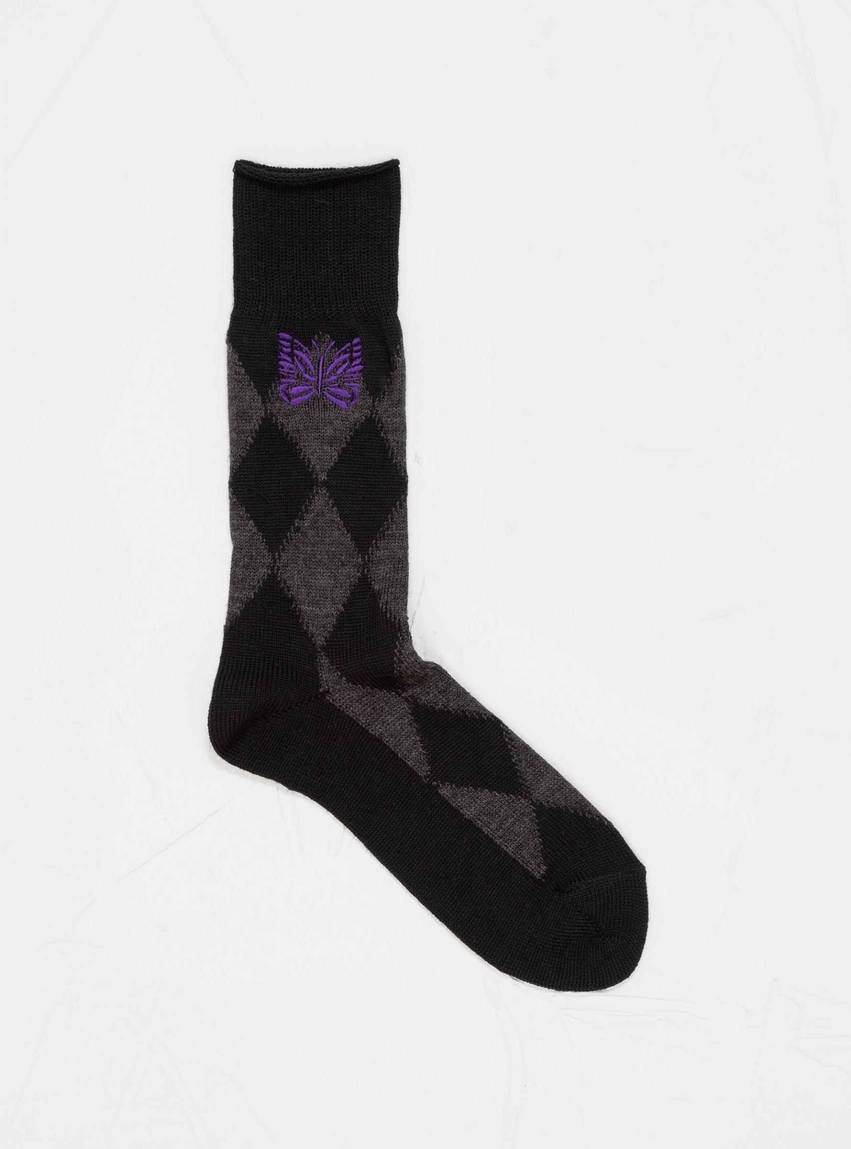 Socks & Underwear | Needles Mens Argyle Jacquard Merino Wool Socks Charcoal Charcoal