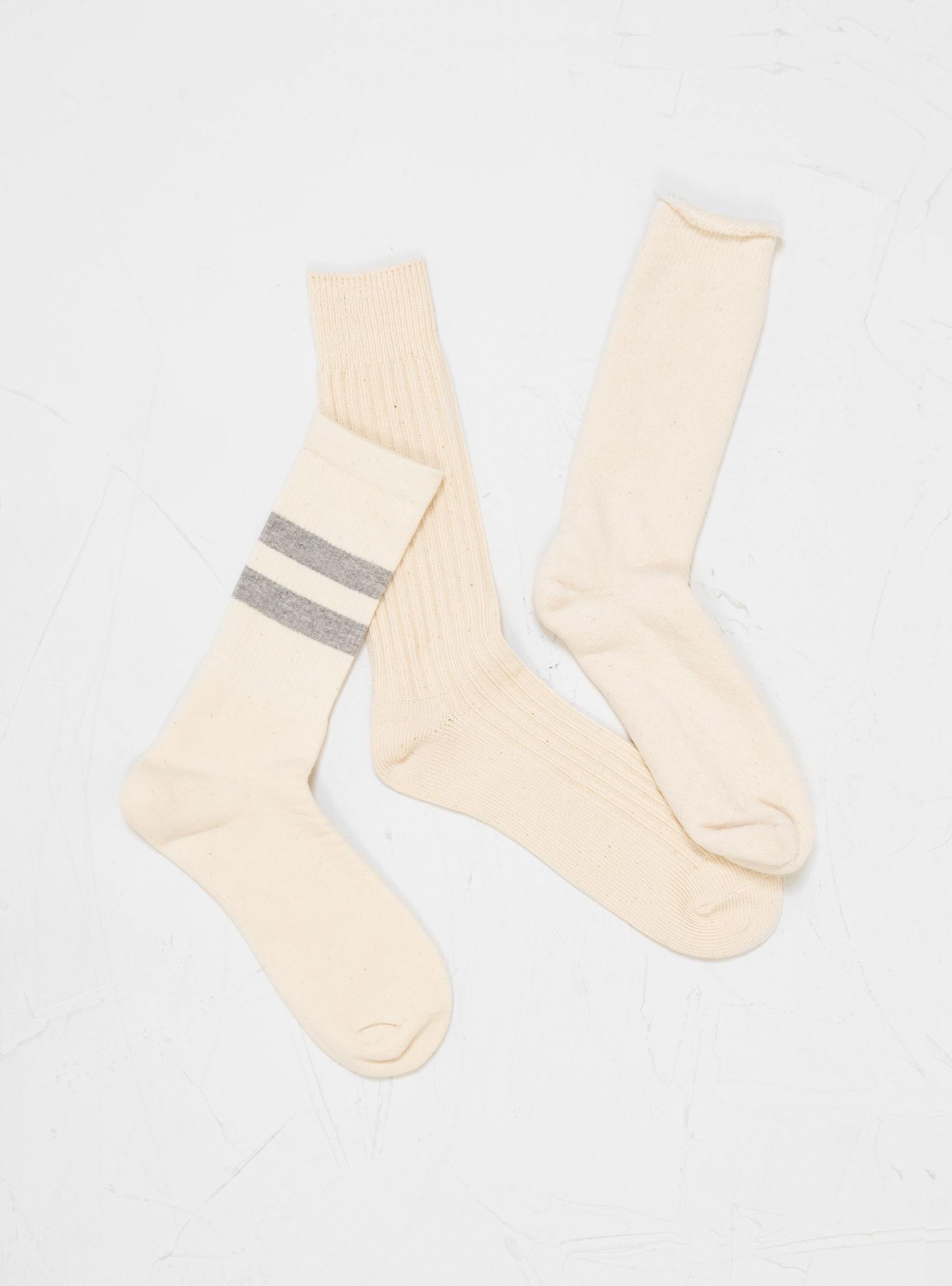Socks & Underwear | ROTOTO Mens Organic Cotton Trio Socks 3 Pack Ecru Ecru