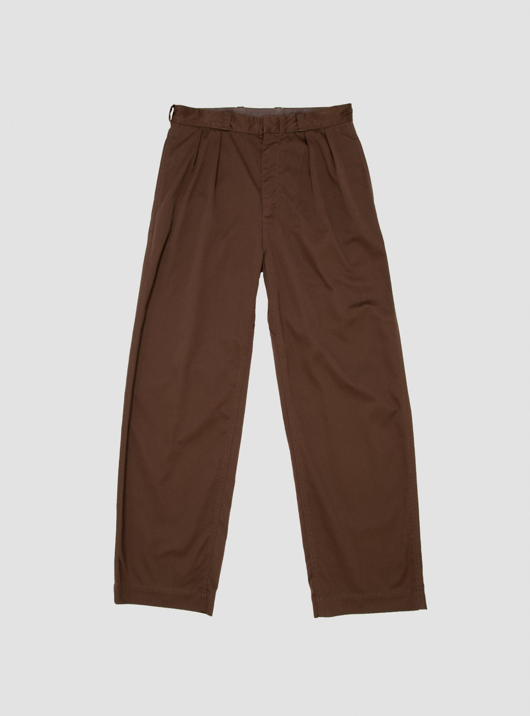 Trousers | nanamica Mens Double Pleat Wide Chino Pants Brown Brown